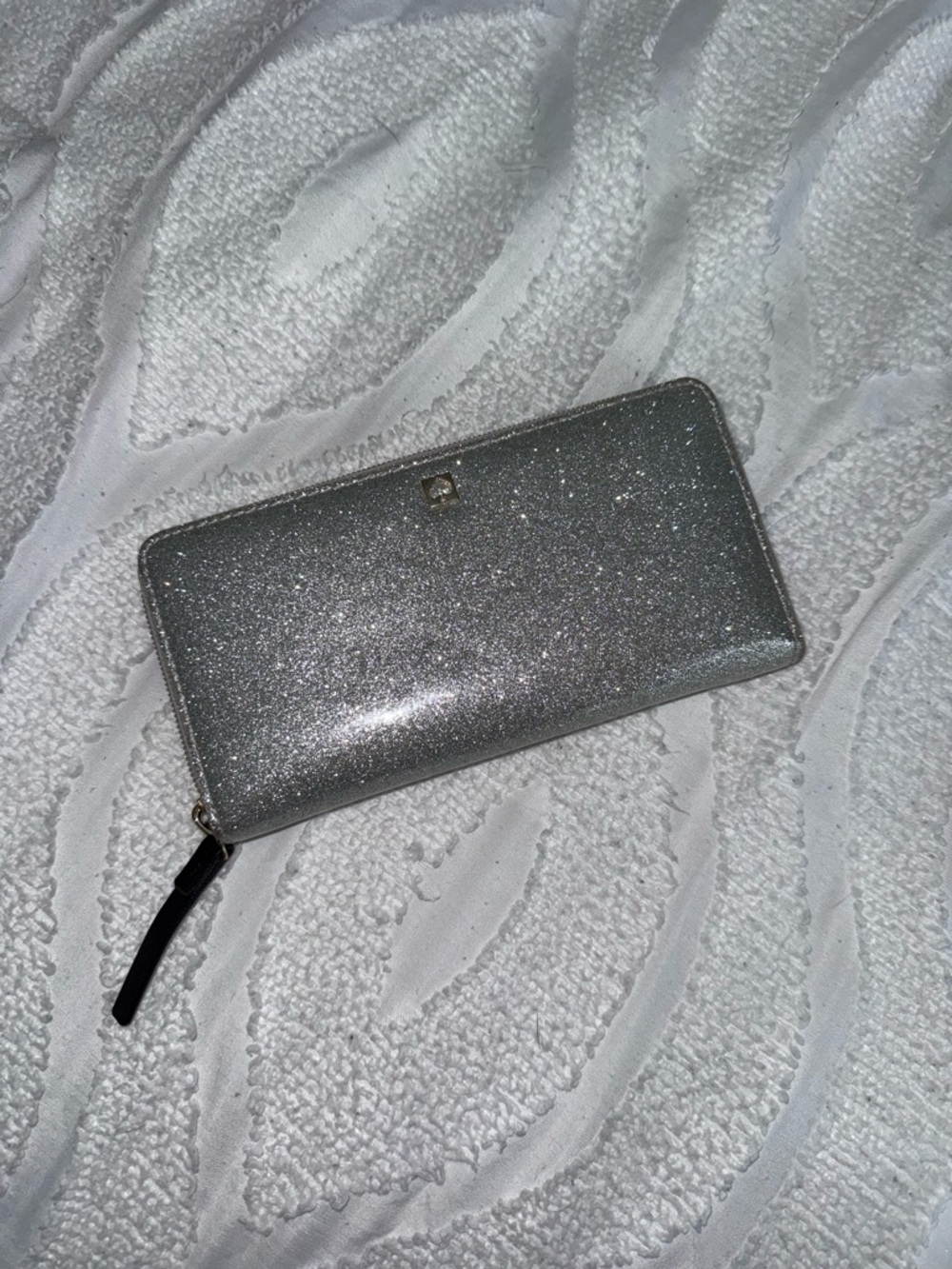 kate spade Silver Glitter Zip-Around Wallet